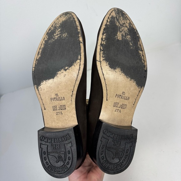 El Potrillo Brown Leather Suede Chelsea Ankle Boots Western Rodeo Country - Picture 8 of 8